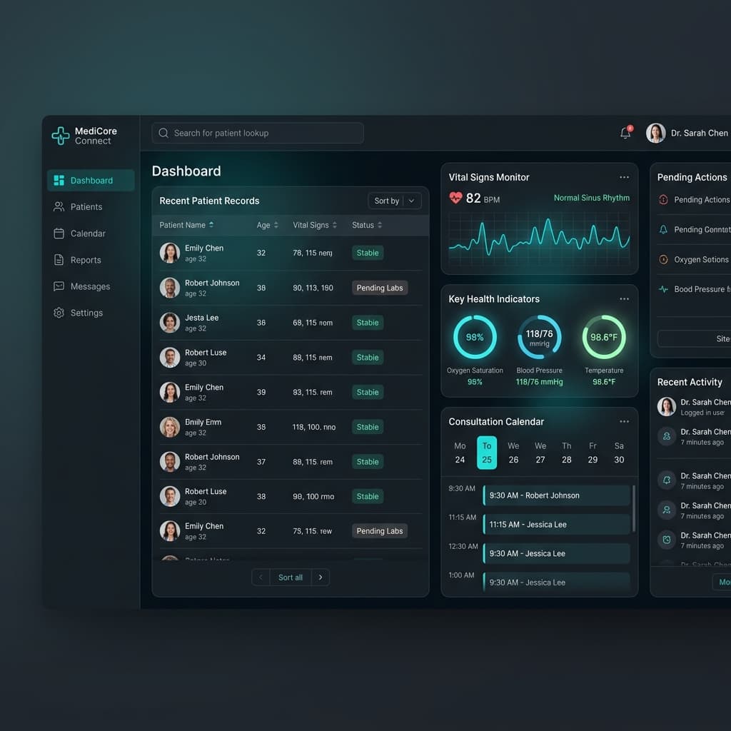 Interface conceitual de agenda e gestão operacional de atendimentos