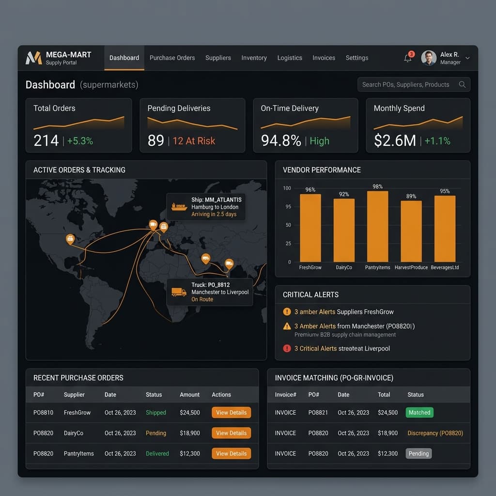 Portal B2B conceitual para clientes, representantes, produtos e pedidos